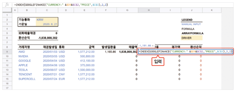 02 일잘러의 비밀_스프레드시트_googlefinance_함수_예제_환율 조회.PNG