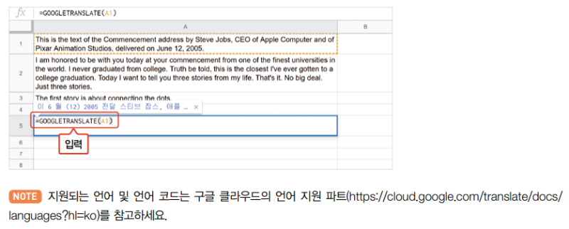 01 일잘러의 비밀 스프레드시트 제대로 파헤치기_GOOGLETRANSLATE로 번역하기.PNG